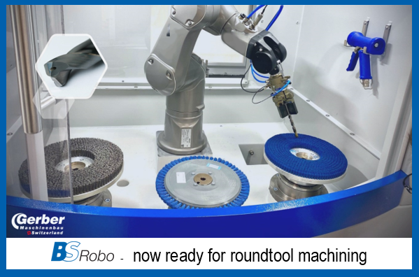 Our brush polishing machine BS Robo - now ready for roundtool machining